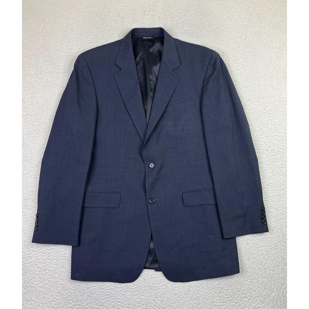 Jos A Bank Suit Jacket Mens 42L Navy Blue 100% Wool Classic Fit 2 Button Blazer